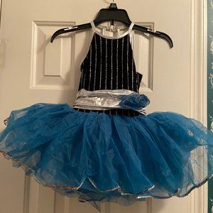 Girl's Black and Teal Dance Costume